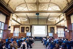 The lecture taking place in South Schools, Examination Schools